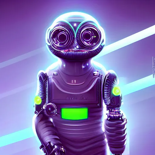 Image similar to digital futuristic electric pepe, artstation, modern, hyper detailed, robot, programming