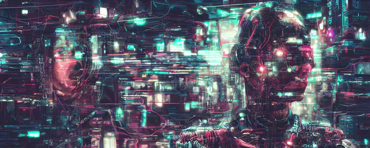 Prompt: A computer running on human brains, digital art, highly-detailed, cyberpunk, 4k wallpaper