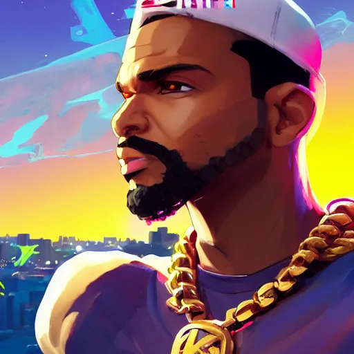 Image similar to portrait, profile picture, Puerto Rican super hero, Puerto Rico, hip hop, multiple golden necklaces, fantasy art apex fortnite Video game icon, 2d game art gta5 cover , official fanart behance hd artstation by Jesper Ejsing, by RHADS, Makoto Shinkai and Lois van baarle, ilya kuvshinov, rossdraws