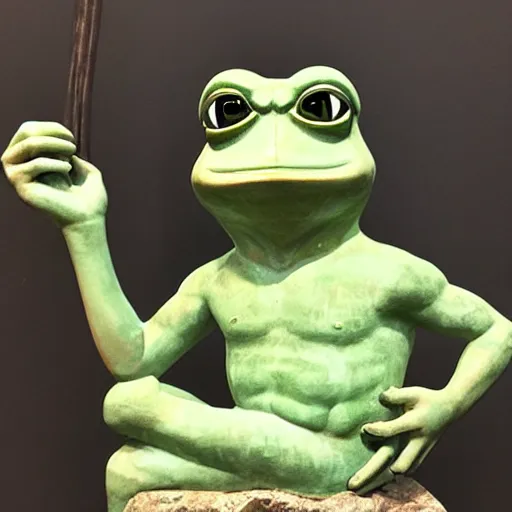 Image similar to greek statue of pepe the frog