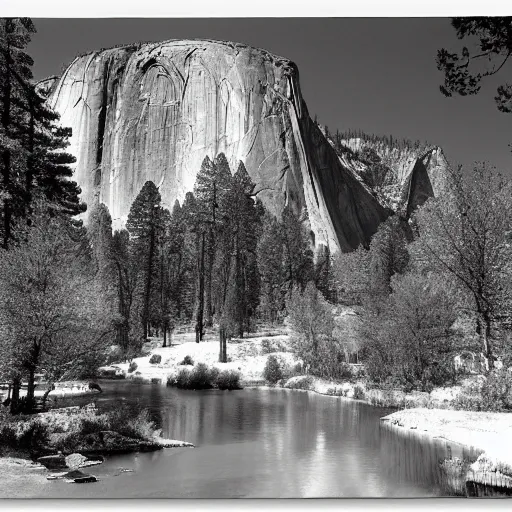 Image similar to gods cathedral at yosemite, by ansel adams