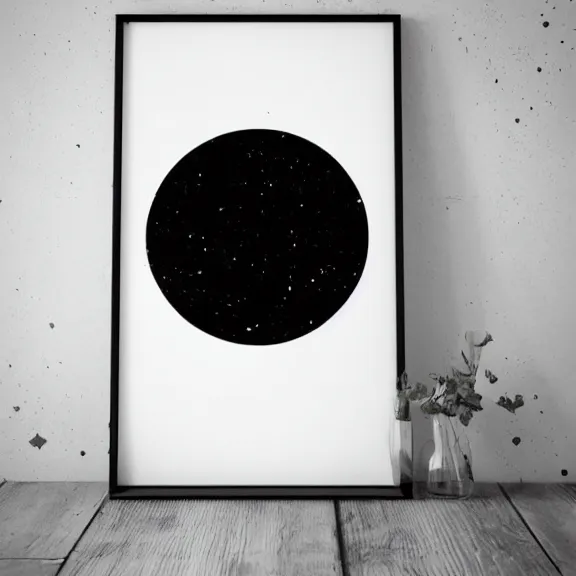 Prompt: black and white op art print of a crescent moon