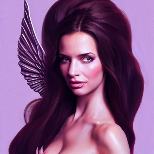 Prompt: 3 / 4 view of a portrait of a pretty woman with wings with wings, confident pose, digital painting, artstation, concept art, smooth, sharp focus, illustration, trending on artstation, highly detailed, concept art, mike esposito comics mickey demeo, trending on artstation, imax 7 0 mm, h 6 4 0