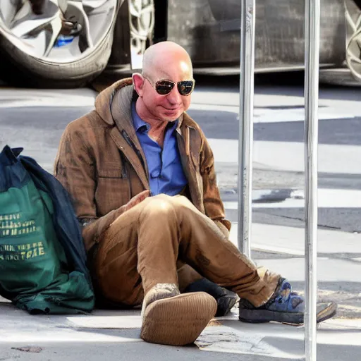 Image similar to jeff bezos as a hobo