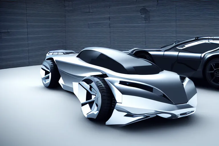Image similar to cyberpunk year 1 0 0 0 0 concept inspired sports car, futuristic look, highly detailed body, very expensive, photorealistic camera shot, bright studio setting, studio lighting, crisp quality and light reflections, unreal engine 5 quality render