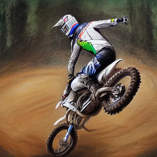 motocross rider on dirt jump, painting by jerome bosch | Stable ...