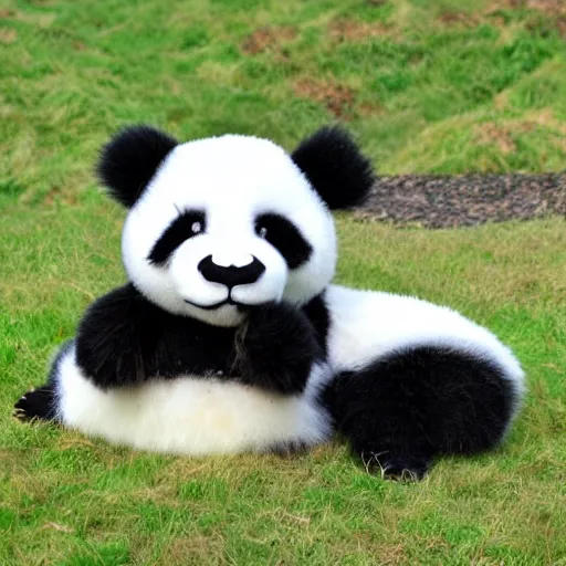 Image similar to a hybrid of welsh dragon and panda hybrid