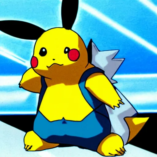 Image similar to pikachu using thunderbolt on blastoise