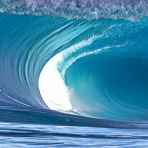 Prompt: a tunnel wave at teahupo'o