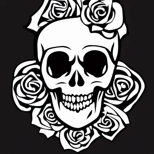 Image similar to rose n skull tattoo vector art