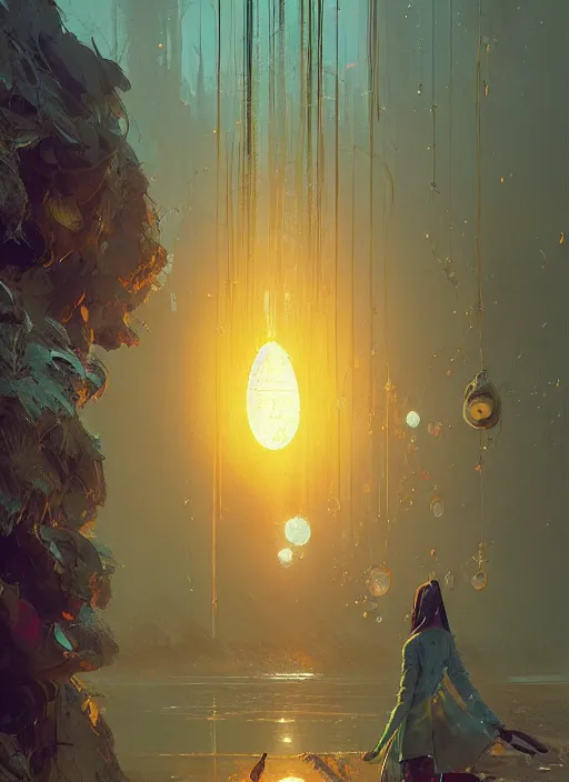 Prompt: adamant egg and andel shine hyperrealism, no blur, 4 k resolution, ultra detailed, style of alexander trufanov, ismail inceoglu, tyler edlin, syd mead, carlos schwabe