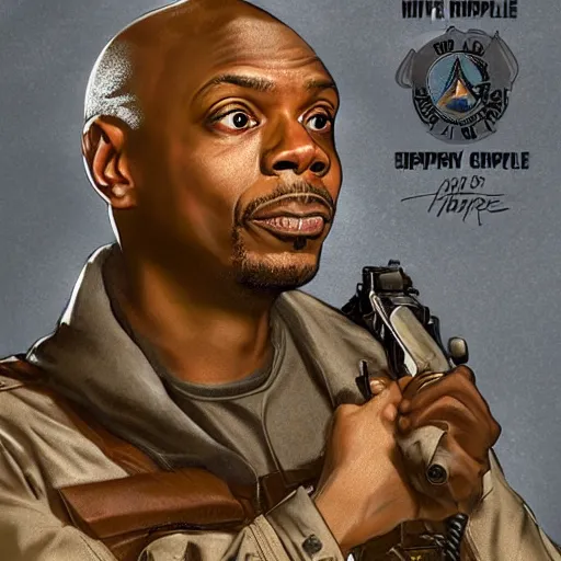 Image similar to Dave Chappelle as a navy SEAL, high resolution fantasy concept art, intricate details, soft lighting