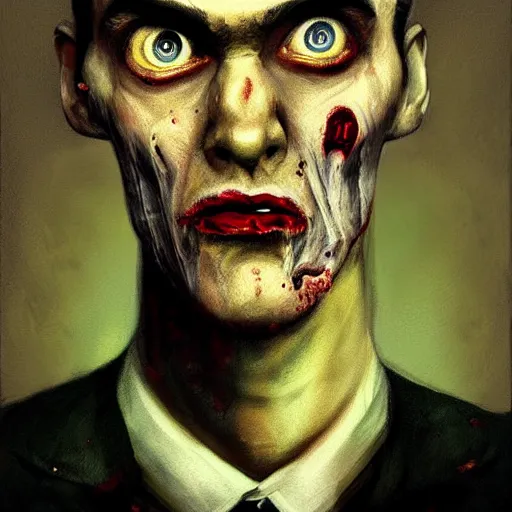 Image similar to portrait of a slim of morrissey from the smiths as a zombie with a quiff, 7 days to die zombie, fine art, award winning, intricate, elegant, sharp focus, cinematic lighting, digital painting, 8 k concept art, art by z. w. gu, art by brom, art by michael hussar, 8 k