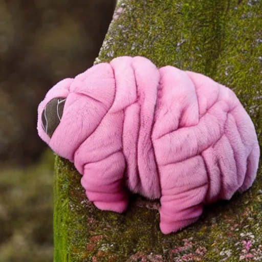 Image similar to A Tardigrade covered in pink fur