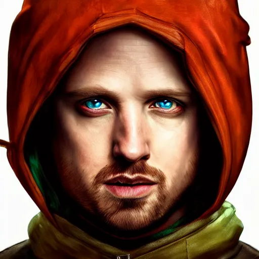 Image similar to Jesse Pinkman, portrait, fantasy, medieval, vivid colors, elegant, concept art, sharp focus, digital art, Hyper-realistic, 4K, Unreal Engine, Highly Detailed, HD, Dramatic Lighting by Brom, trending on Artstation