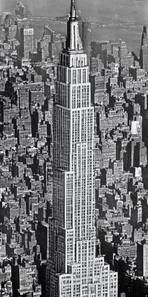 Prompt: empire state building after 100 years of decay