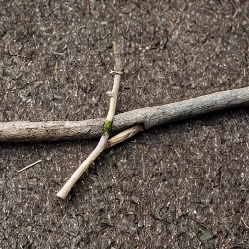 Prompt: a single stick with a white background