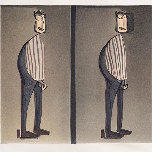 Image similar to A standing man, in the style of Antonio Berni