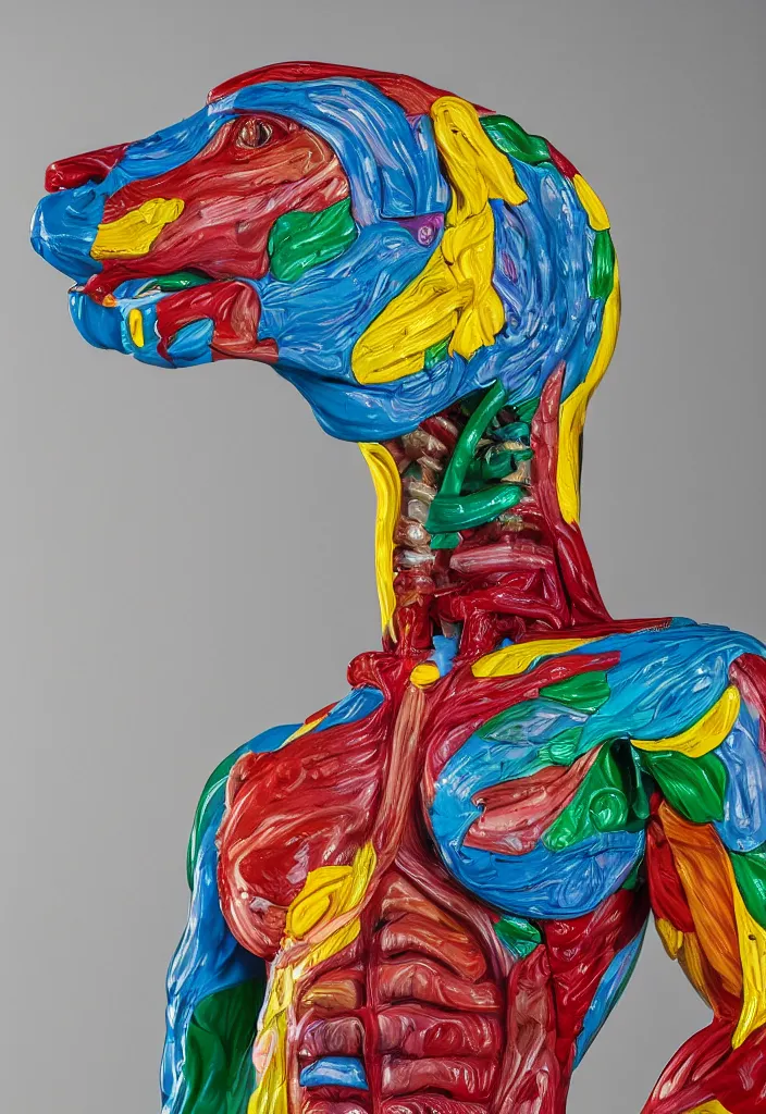 Image similar to bojack horseman, anatomical model made of colored resin, by damien hirst, sigma 3 5 mm f / 8