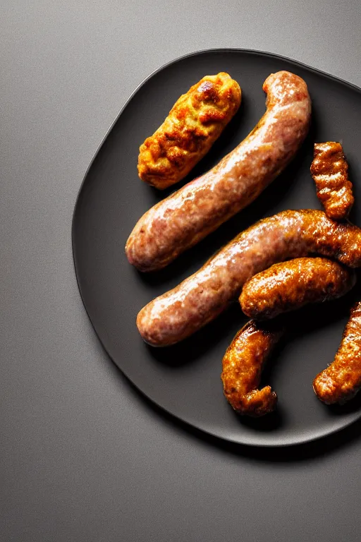 Prompt: nugget and sausage on plate, high resolution, photorealistic, smooth, details, 4 k, aesthetic lighting, baroque object, sharp focus, hyperdetailed object, professional photography, pullitzer winning, 8 0 0 mm lens, photo by : canon eos 5 d mark iv, by karah mew and adnan abidi and jodie bateman