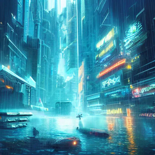 Image similar to Cyberpunk Atlantis