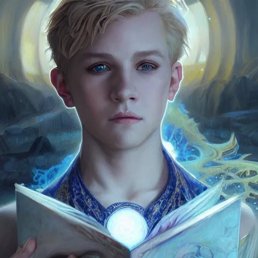 Prompt: an epic fantasy comic book style portrait painting of a young blonde boy wearing plain thief clothes, d & d, fantasy, intricate, elegant, highly detailed, digital painting, artstation, concept art, matte, sharp focus, illustration, art by artgerm and greg rutkowski and alphonse mucha, wheel of time style