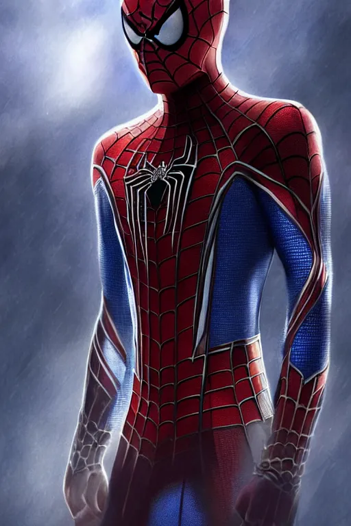 Image similar to majestic and regal portait of filipino spiderman, marvel, perfect face, beautiful, intricate, epic, elegant, fantasy, highly detailed, digital painting, hard focus, beautiful volumetric lighting, epic light, ultra detailed, by leesha hannigan, ross tran, thierry doizon, kai carpenter, ignacio fernandez rios