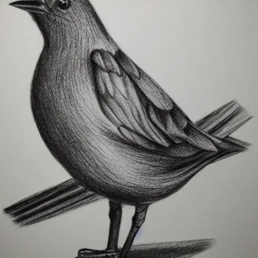 Vintage Robin Bird Pencil Sketch