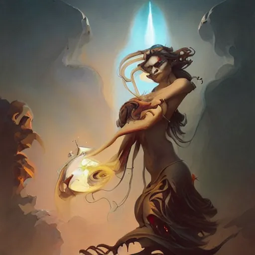 Image similar to an amazing piece of art by Peter Mohrbacher