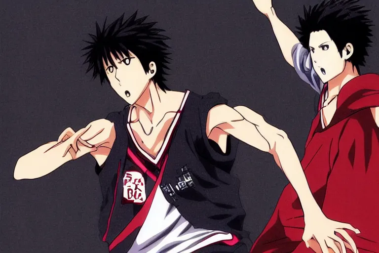 Image similar to hijikata toushirou, anime, short black hair, slam dunk