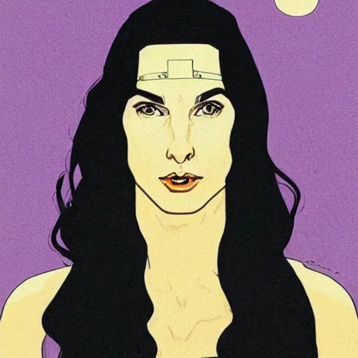 Image similar to “ gal gadot retro minimalist portrait by jean giraud, moebius starwatcher comic, 8 k ”