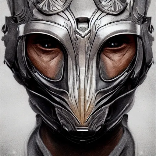 Image similar to Very very very very highly detailed epic photo of face with rhino venetian mask, intricate, dystopian, sci-fi, extremely detailed, digital painting, artstation, concept art, smooth, sharp focus, illustration, intimidating lighting, incredible art by Artgerm and Vincent di Fate