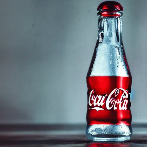 Prompt: glass coca cola bottle, studio, photography