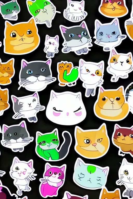 Prompt: a whatsapp sticker pack of cute cats