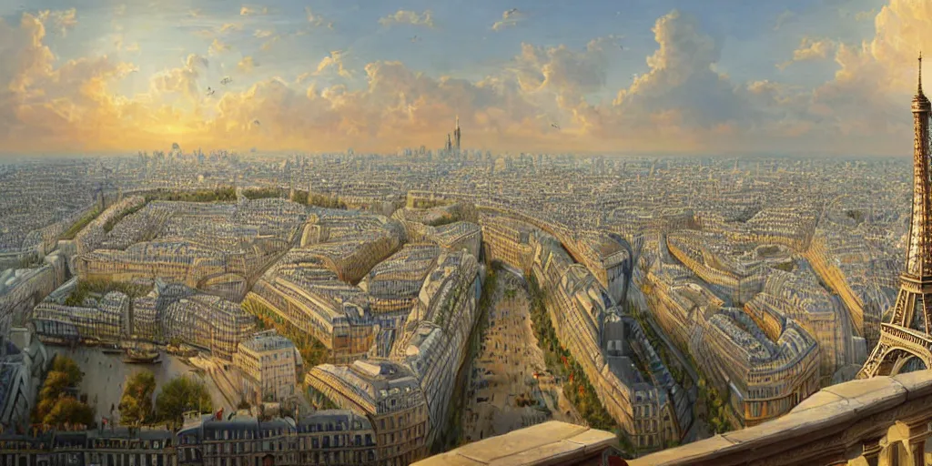 Image similar to master piece stunning digital painting of a parisian small city contained on the top of a giant sea turtle