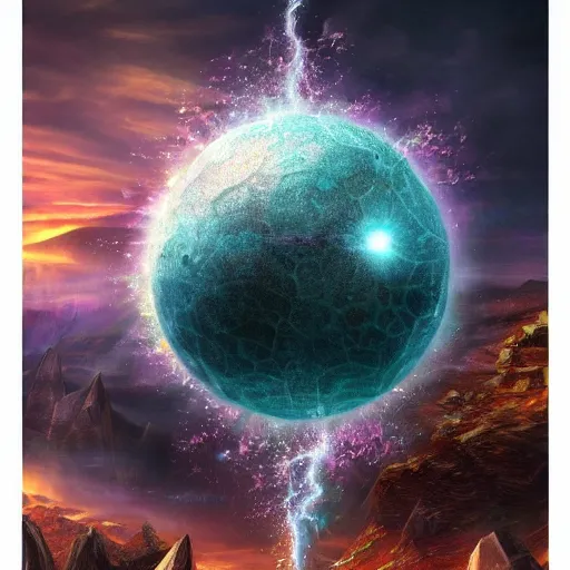 Image similar to magic stone capable of destroying the whole multiverse, full of detail, smooth, hyper realism, high detail, cinematic, dark
