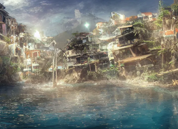 Image similar to cathedral favela, underwater environment, scenery, professional, award - winning, trending on artstation, hyper detailed, realistic, beautiful, emotional, shiny, golden, picture