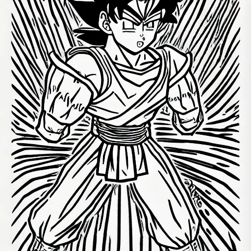 Prompt: coloring page goku fighting against sailor moon