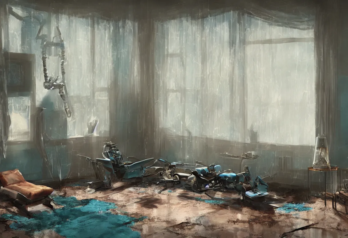 Image similar to intimate photograph of one single lone solitary cerulean and brown decaying futuristic robot lying on a frayed fainting couch facing a beautiful fireplace with a cozy fire, in a dusty Victorian home, soft morning light seeping in a window, with cinematic lighting and lens flare, tall ceiling, octane render, cgsociety, by Simon Stalenhag and Sylvian Boussiron and Alfonso Cuaron, highly detailed closeup portrait, award-winning highly detailed 8k anamorphic closeup tight cinematic movie photograph