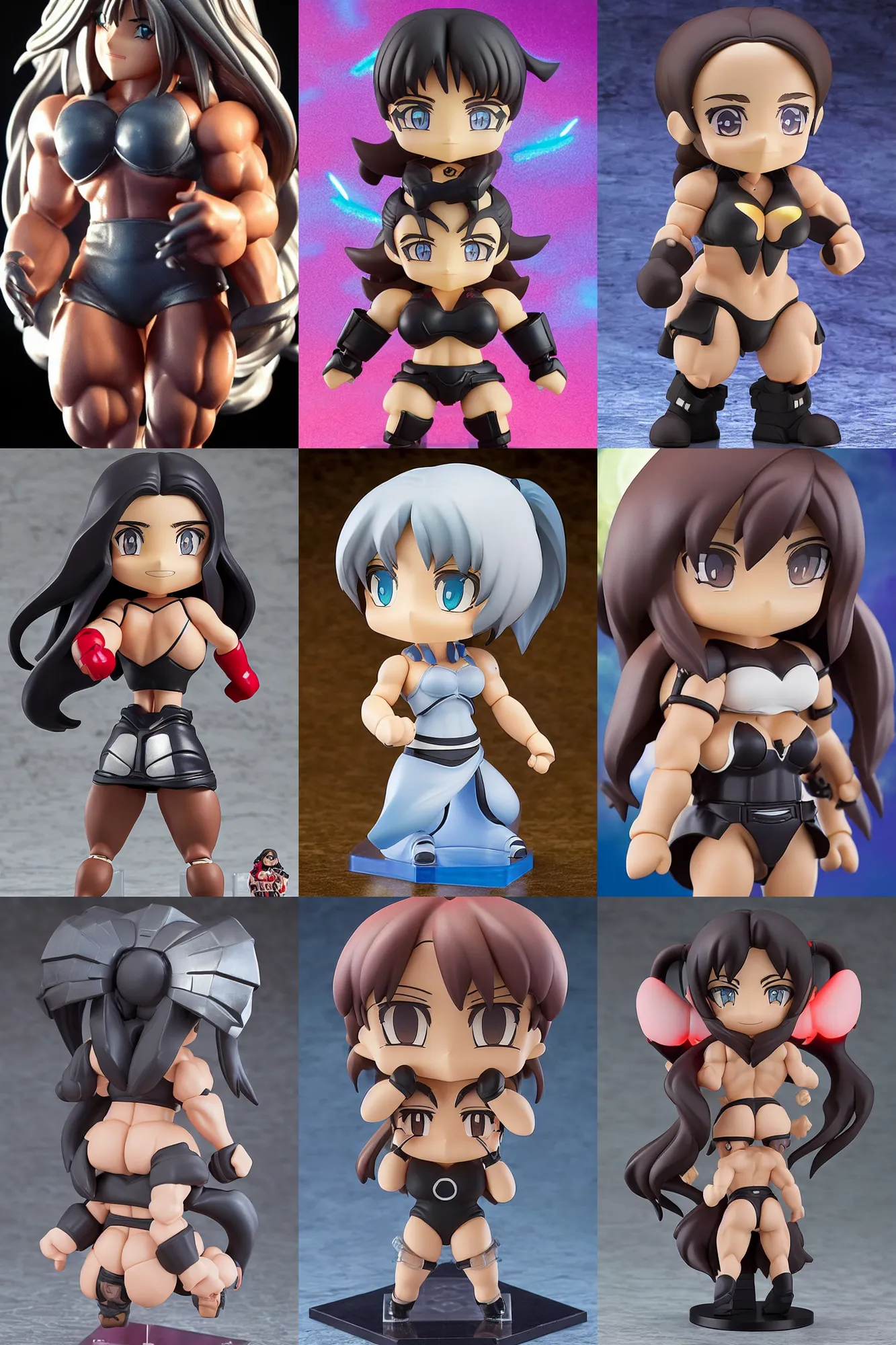 Prompt: jennifer connelly, 2 0 s, massive bodybuilder, rocekteer, an anime nendoroid of jennifer connelly, figurine, detailed product photo, halo above head, dramatic lighting