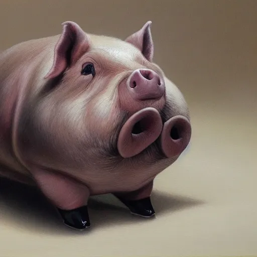 Prompt: portrait of an anthropomorphic fat pig wearing a suit, oil painting, masterpiece, extremely detailed, sharp focus, intricate, award-winning, hyperrealistic, by Ralph Horsley, by artgerm