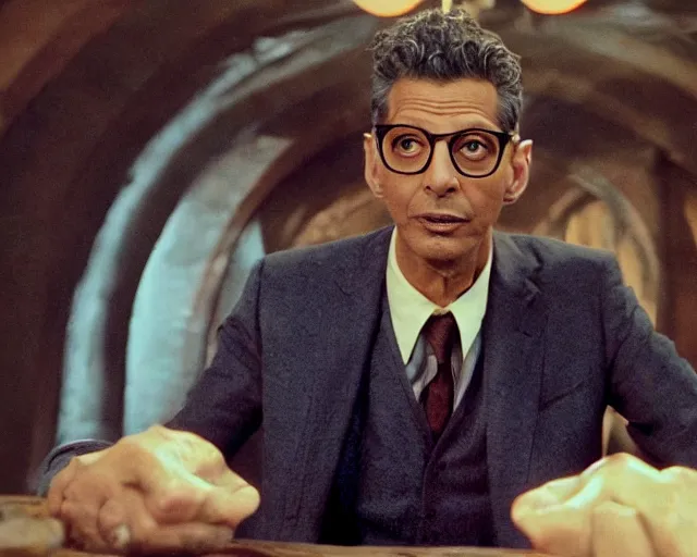 Image similar to jeff goldblum is a wizard in a scene from harry potter