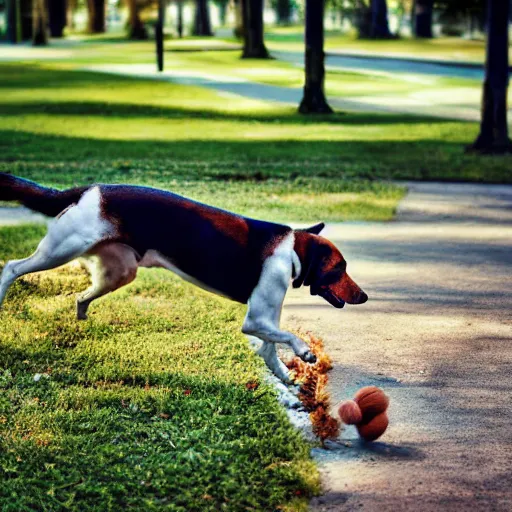 Image similar to a photograph of a dog playing in the park, hyperrealism, photo realistic, canon pro