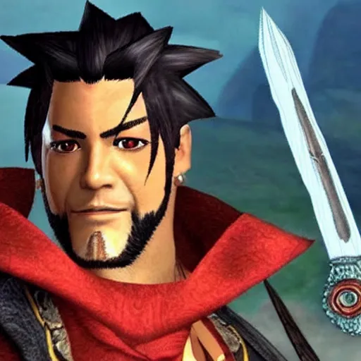 Image similar to Auron from FFX played by Danny Devito