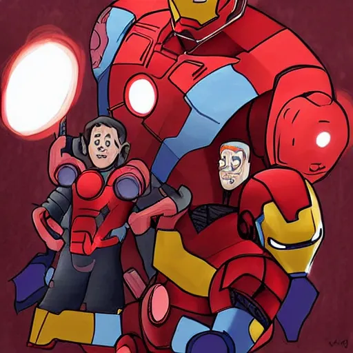 Image similar to ironman and his kid brother ironoxideman