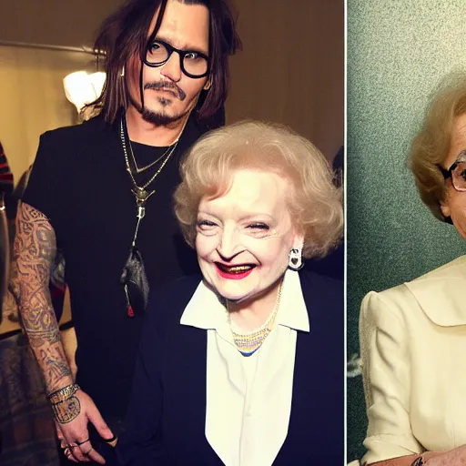 Image similar to Johnny Depp hanging out with Betty White