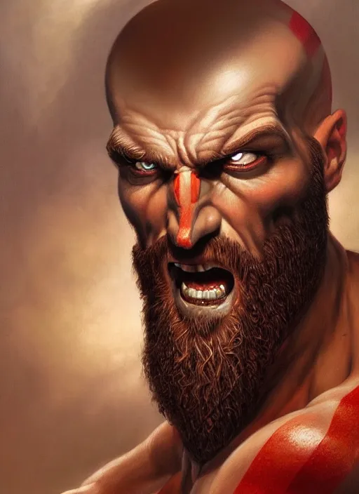 Prompt: a epic portrait of the god of war, art by boris vallejo and greg danton and denys tsiperko, detailed, hyperrealism, artstation