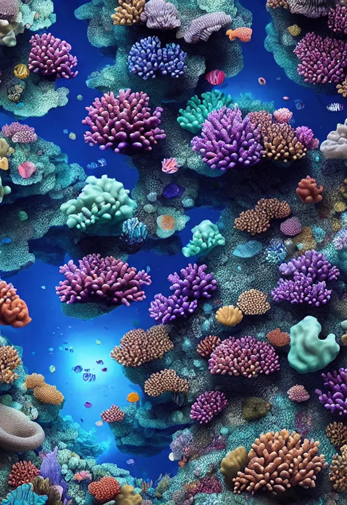 Prompt: A beautiful, hyperrealistic ultradetailed 3d render of an underwater coral reef made of iridescent crystals by stephen martiniere and Antonio Manzanedo, 8k, high detail, 3d render, vray, raytracing, unreal engine, volumetric lighting, ultrawide angle, featured on artstation, a diamond, transparent crystals, gems, cubic minerals, cubic crystals, colorful crystals, iridescent, epic scale