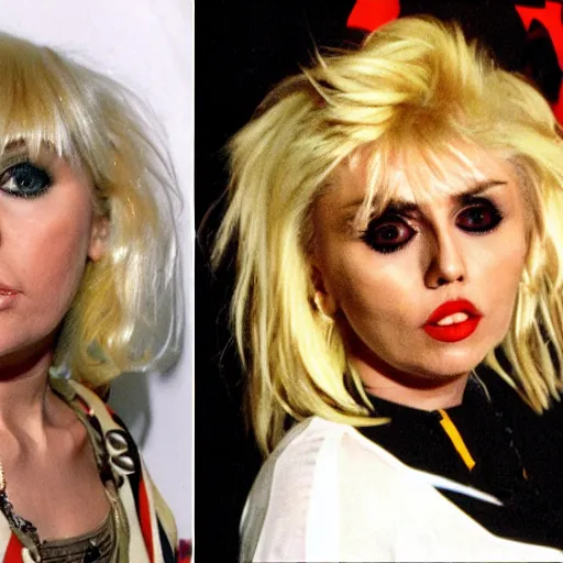 Image similar to Miley Cryus dressed as Debbie Harry