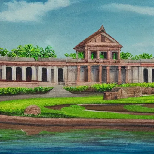 Image similar to a painting of fort santiago, 8 k, high definition, highly detailed, photo - realistic